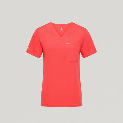 Rhena Essential 1-Pocket Scrub Top - Coral