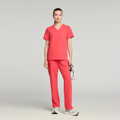 Rhena Essential 1-Pocket Scrub Top - Coral