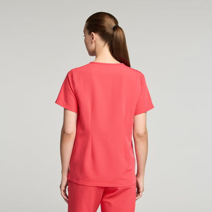 Rhena Essential 1-Pocket Scrub Top - Coral