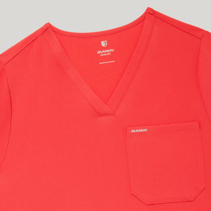 Rhena Essential 1-Pocket Scrub Top - Coral