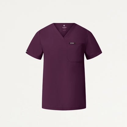 Rhena Essential 1-Pocket Scrub Top - Deep Eggplant