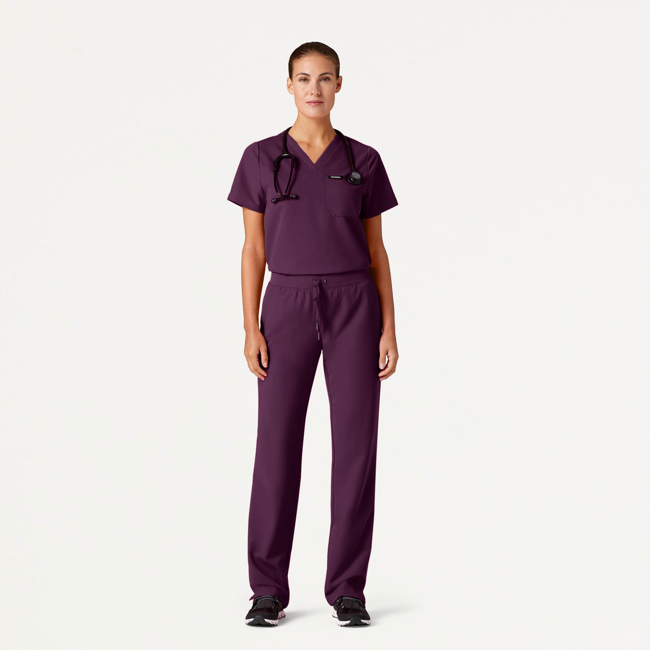 Rhena 1-Pocket Scrub Top - Deep Eggplant