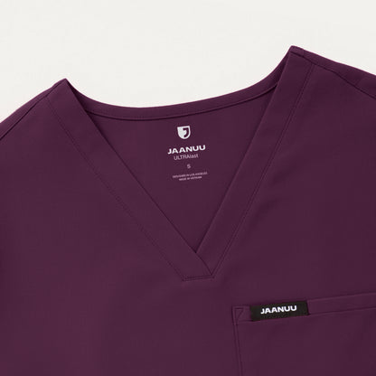 Rhena Essential 1-Pocket Scrub Top - Deep Eggplant