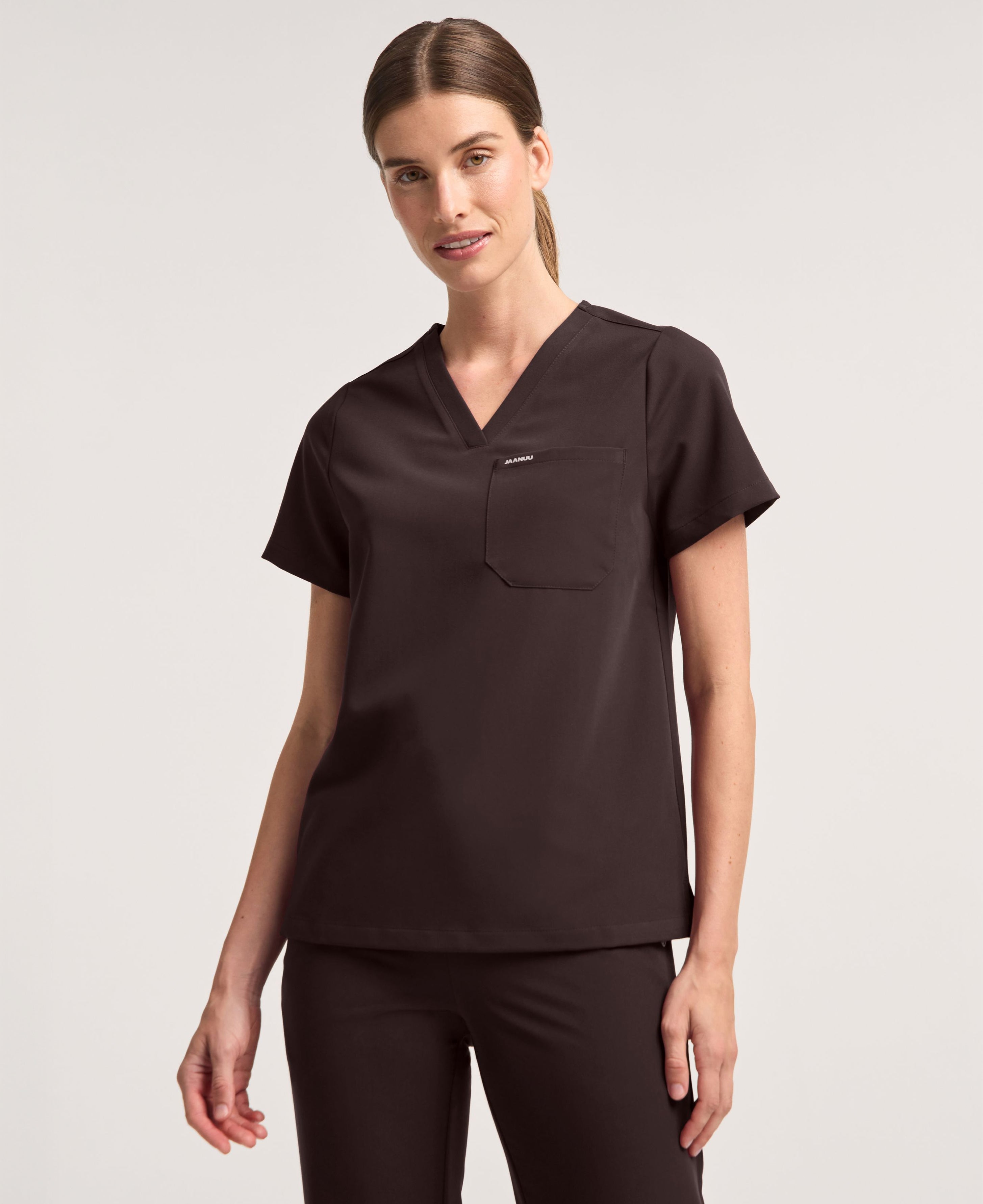 Rhena 1-Pocket Scrub Top - Espresso
