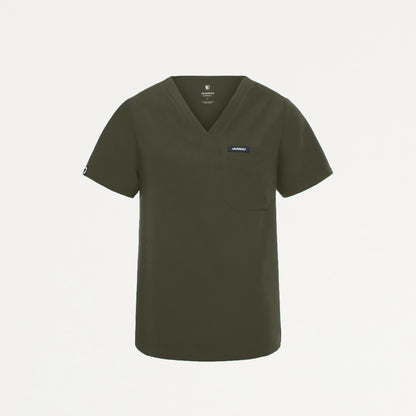 Rhena Essential 1-Pocket Scrub Top - Deep Olive