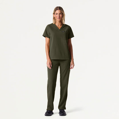 Rhena Essential 1-Pocket Scrub Top - Deep Olive