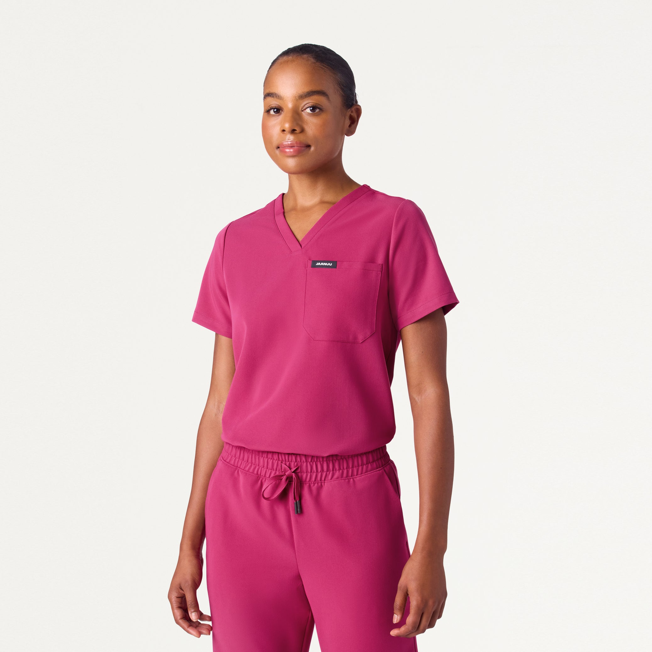 Rhena Essential 1-Pocket Scrub Top - Wild Berry