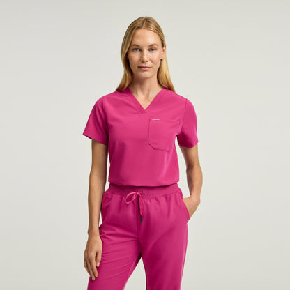Rhena 1-Pocket Scrub Top - Warrior Pink