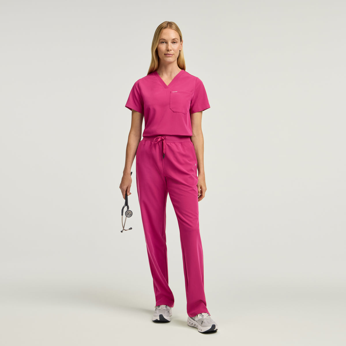 Rhena 1-Pocket Scrub Top - Warrior Pink