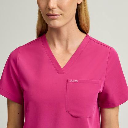 Rhena 1-Pocket Scrub Top - Warrior Pink