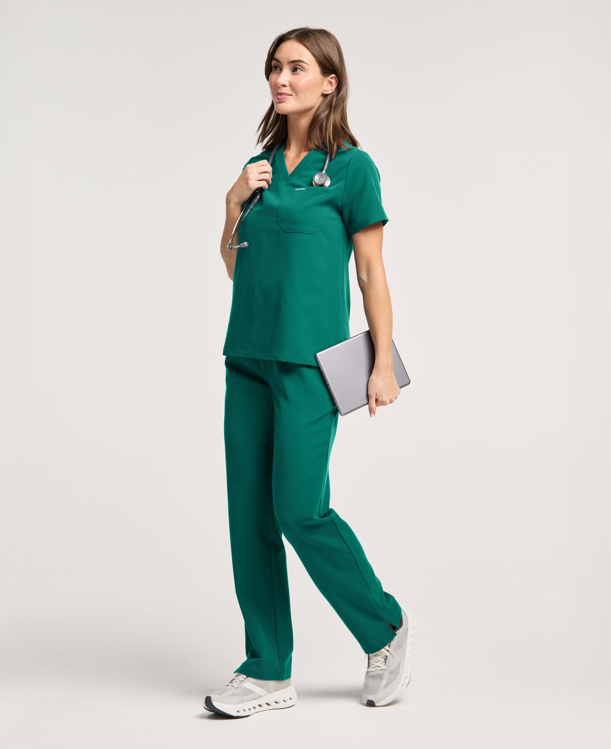 Jaanuu Rhena 1-Pocket Scrub Top in Hunter Green, product photo 2 of 6