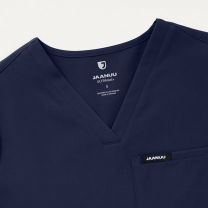Rhena Slim Essential 1-Pocket Scrub Top - Navy Blue