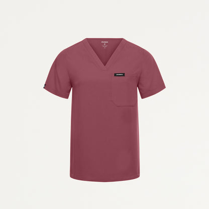 Rhena Essential 1-Pocket Scrub Top - Rosewood