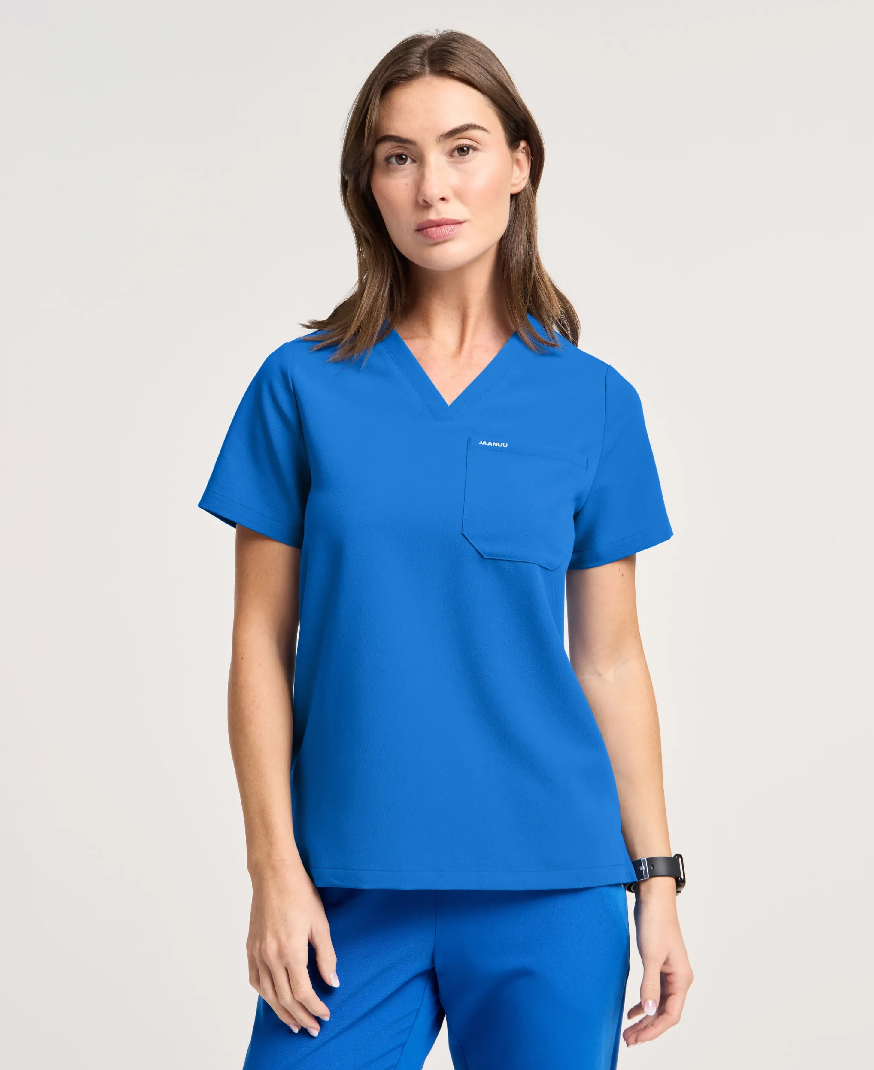 Jaanuu Rhena 1-Pocket Scrub Top in Royal Blue, product photo 3 of 6