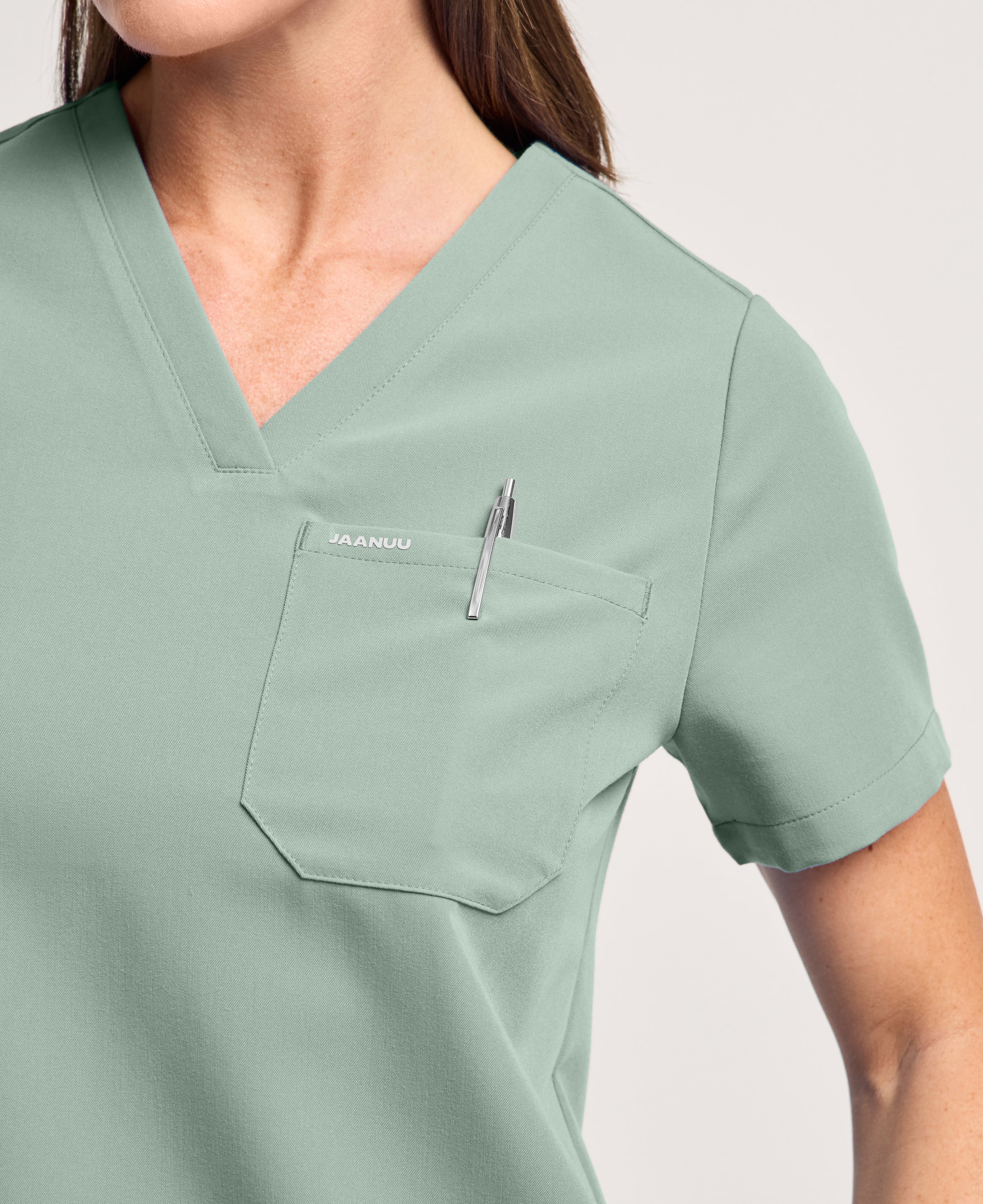 Rhena 1-Pocket Scrub Top - Sage