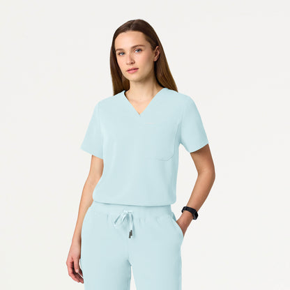 Rhena Slim Essential 1-Pocket Scrub Top - Sky Blue