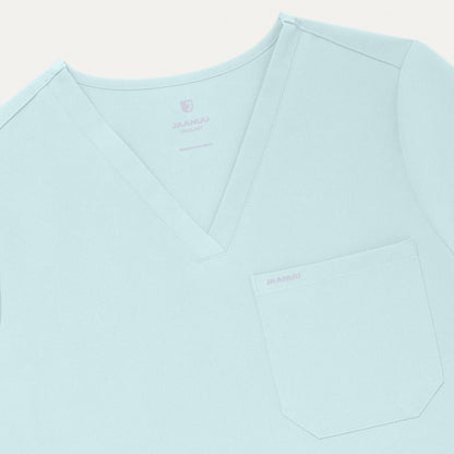 Rhena Slim Essential 1-Pocket Scrub Top - Sky Blue