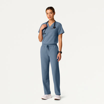 Rhena Essential 1-Pocket Scrub Top - Storm Blue