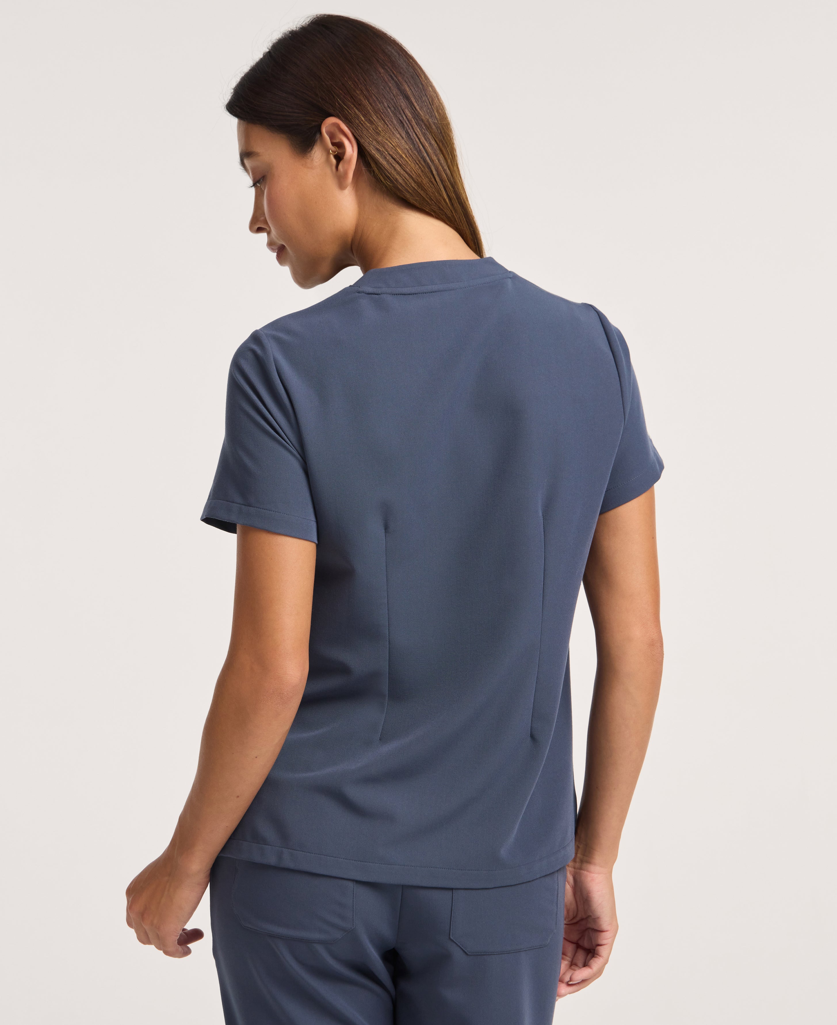 Jaanuu Helia Notched V-Neck Scrub Top in Carbon Gray, product photo 6 of 6