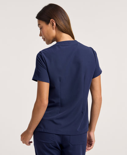 Jaanuu Helia Notched V-Neck Scrub Top in Midnight Navy, product photo 4 of 6