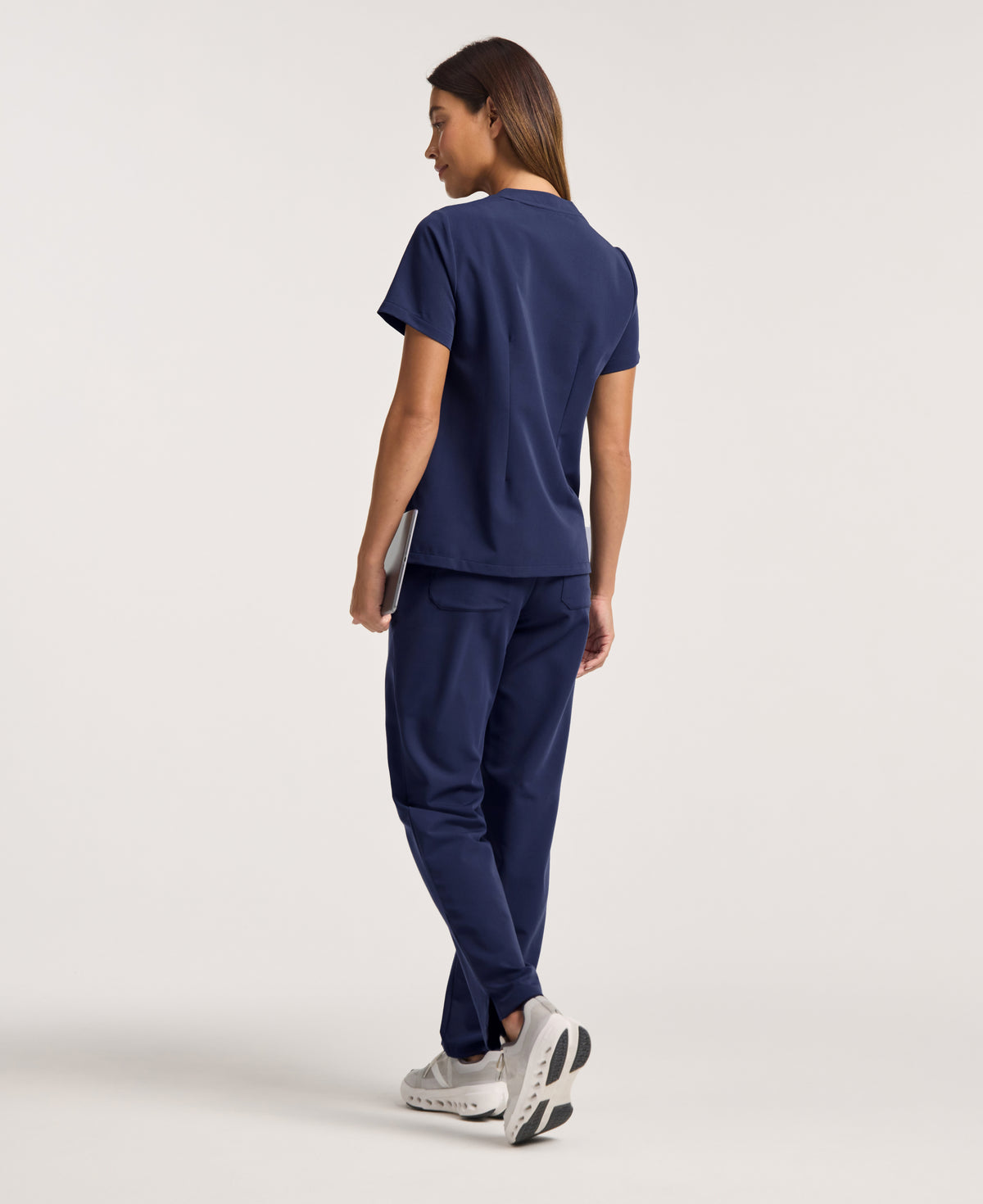 Jaanuu Helia Notched V-Neck Scrub Top in Midnight Navy, product photo 5 of 6