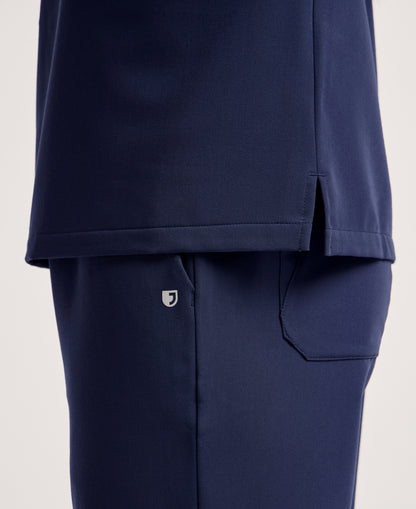 Jaanuu Helia Notched V-Neck Scrub Top in Midnight Navy, product photo 6 of 6