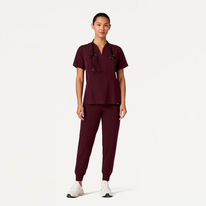 Calix Fit & Flare Scrub Top - Burgundy