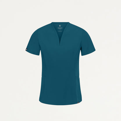 Calix Fit & Flare Scrub Top - Caribbean Blue