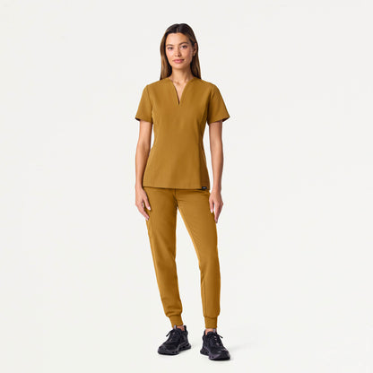 Calix Fit & Flare Scrub Top - Cider