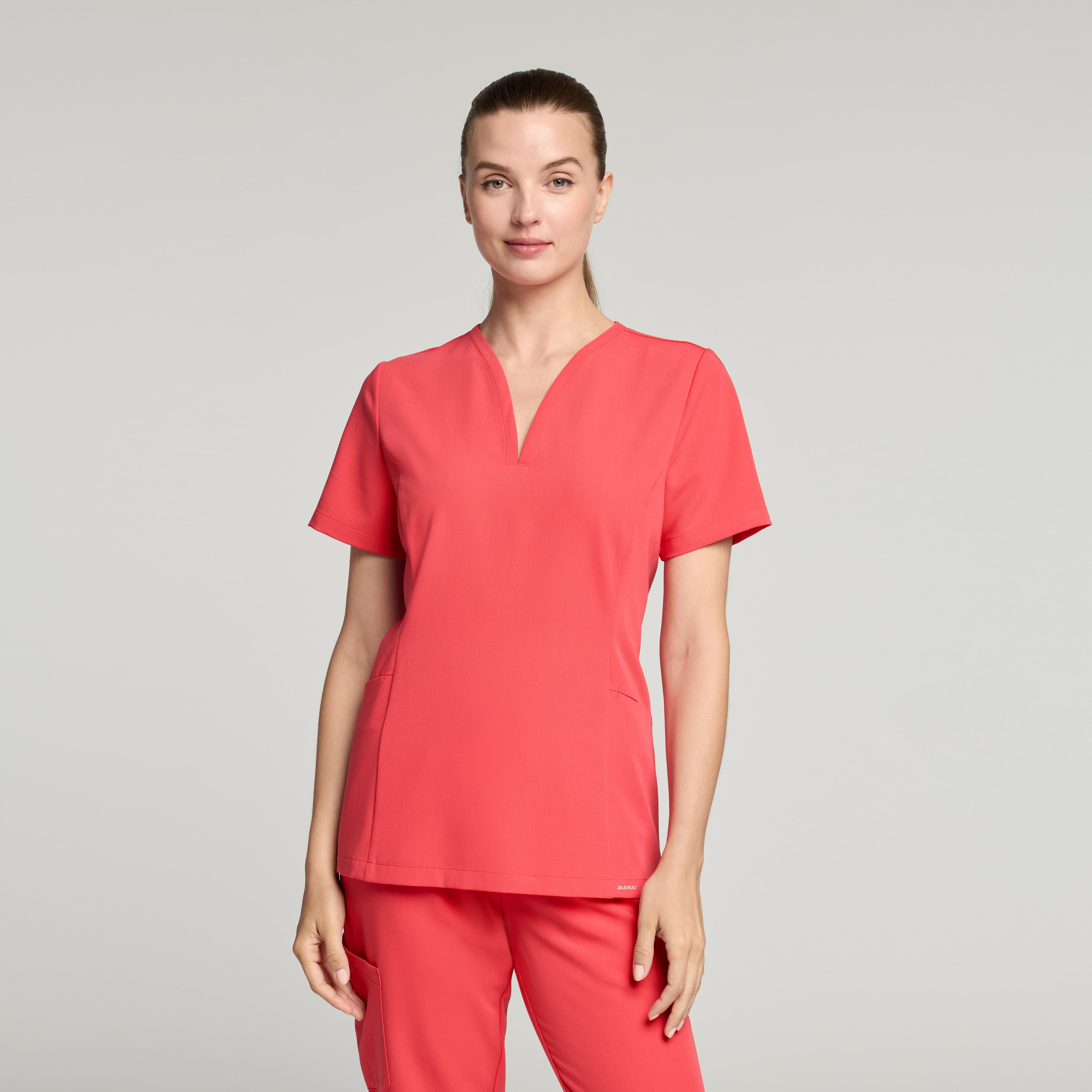 Calix Fit & Flare Scrub Top - Coral