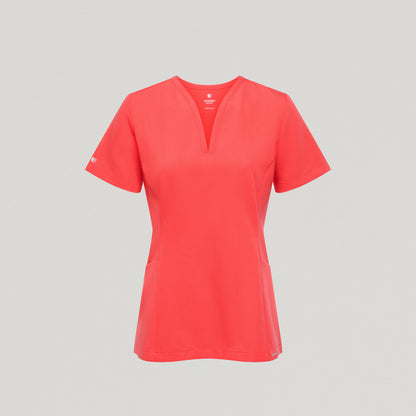 Calix Fit & Flare Scrub Top - Coral