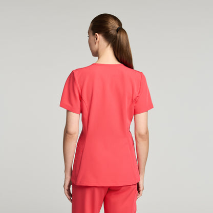 Calix Fit & Flare Scrub Top - Coral