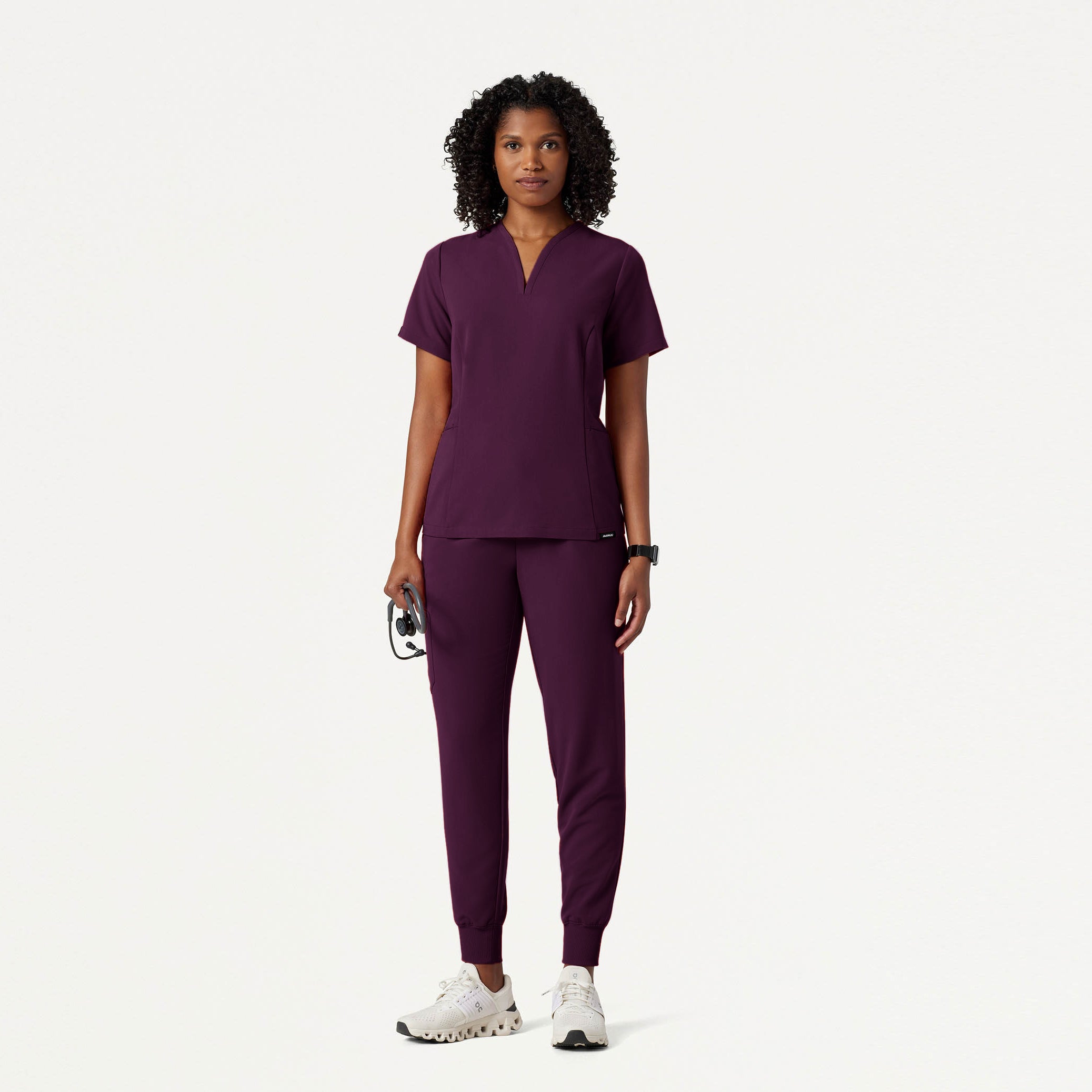 Calix Fit & Flare Scrub Top - Deep Eggplant