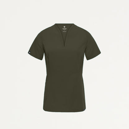 Calix Fit & Flare Scrub Top - Deep Olive