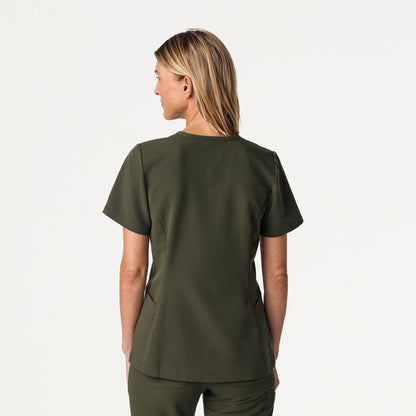 Calix Fit & Flare Scrub Top - Deep Olive