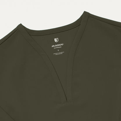 Calix Fit & Flare Scrub Top - Deep Olive