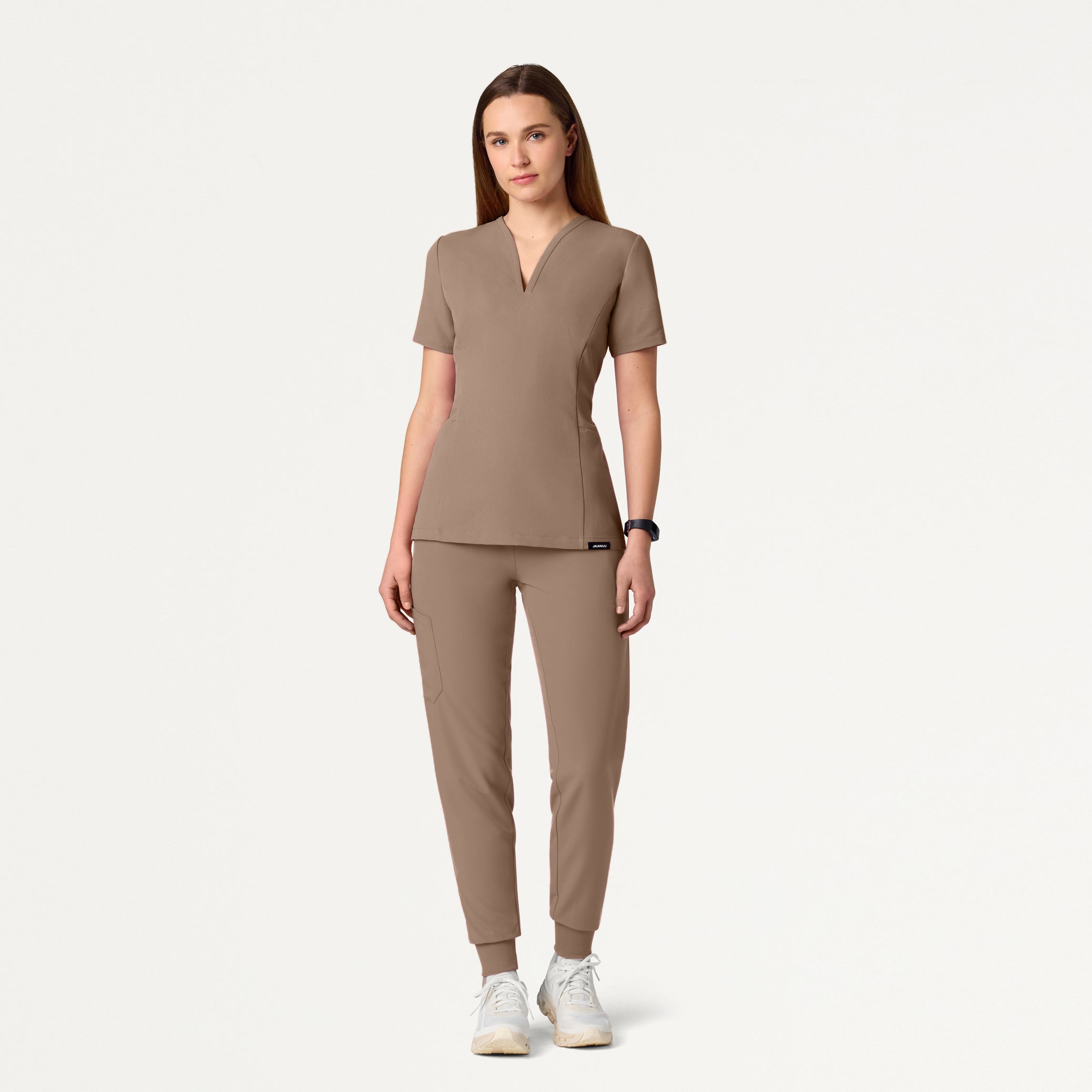 Calix Fit & Flare Scrub Top - Mocha