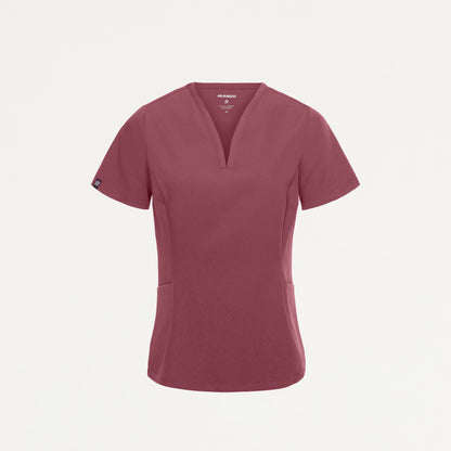 Calix Fit & Flare Scrub Top - Rosewood