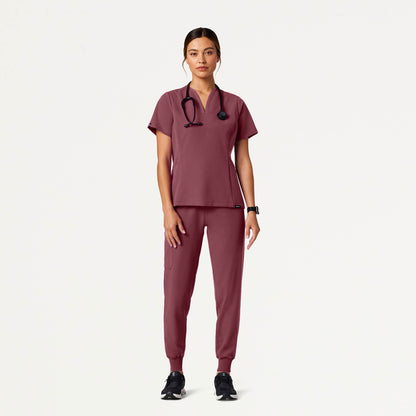 Calix Fit & Flare Scrub Top - Rosewood