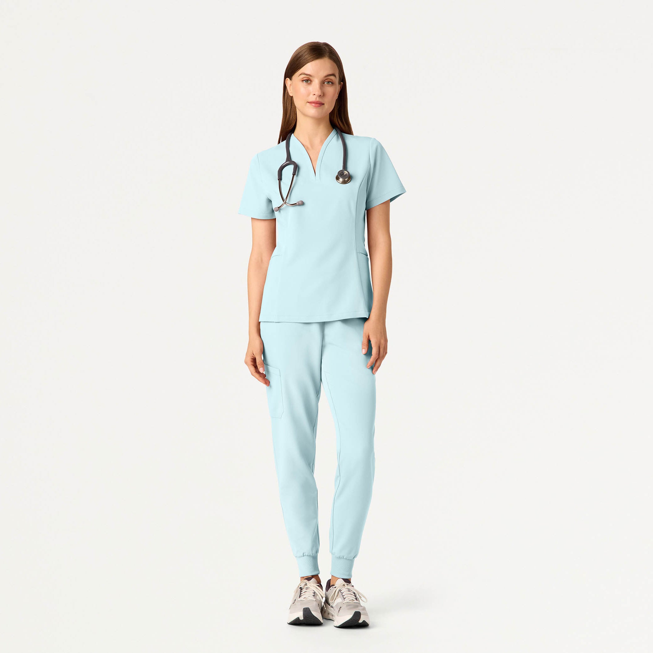 Calix Fit & Flare Scrub Top - Sky Blue – JAANUU