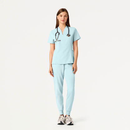 Calix Fit & Flare Scrub Top - Sky Blue