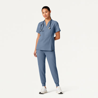 Calix Fit & Flare Scrub Top - Storm Blue