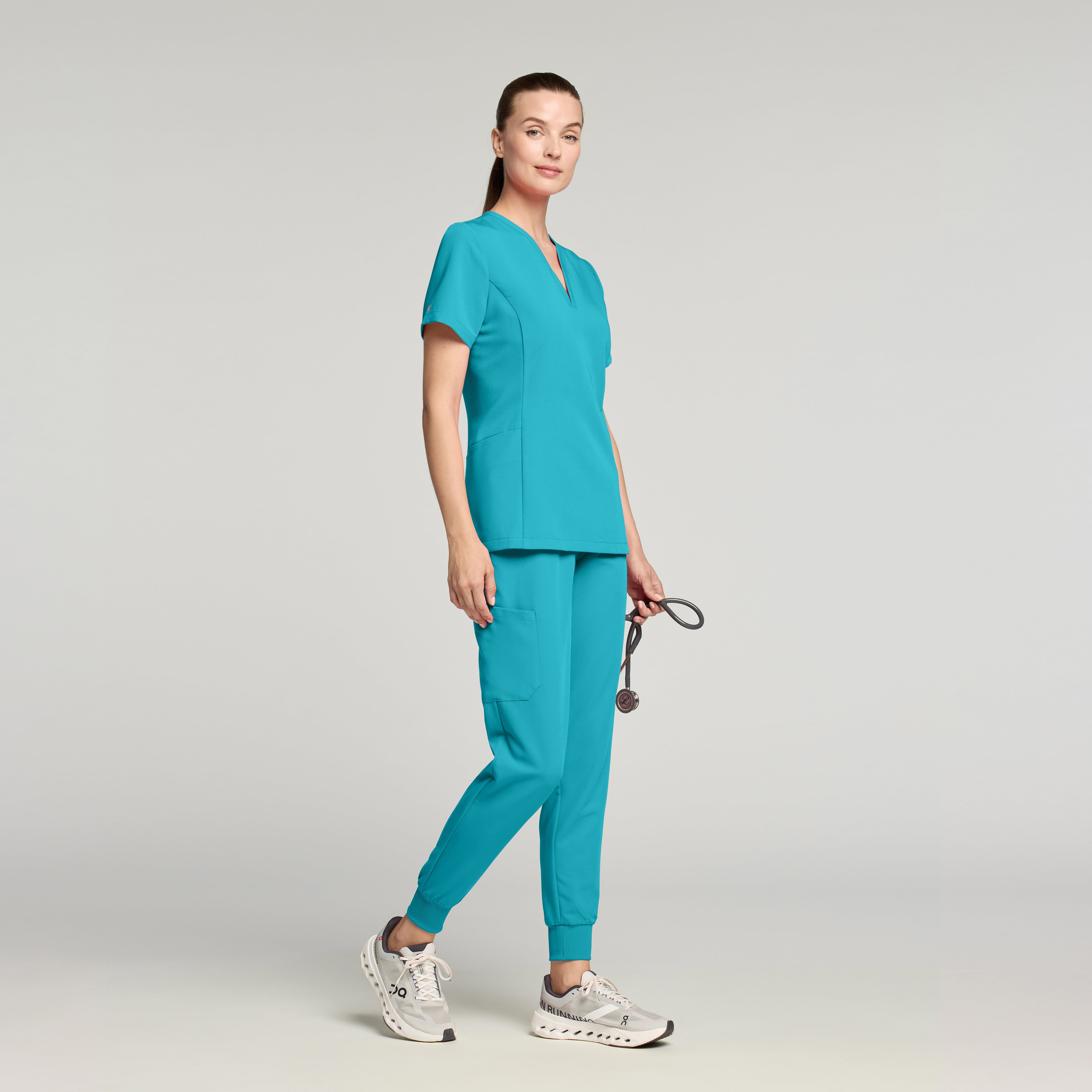Calix Fit & Flare Scrub Top - Marina