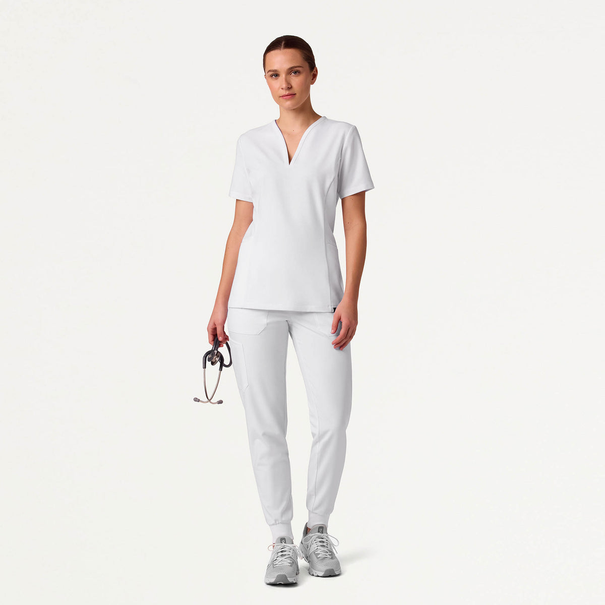 Calix Fit & Flare Scrub Top - White – Jaanuu