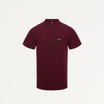 Savi Tuck-In Stand-Collar Scrub Top - Burgundy