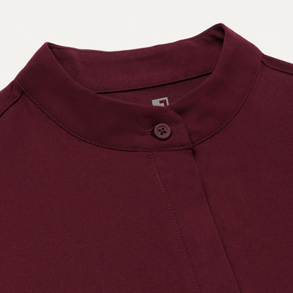 Savi Tuck-In Stand-Collar Scrub Top - Burgundy