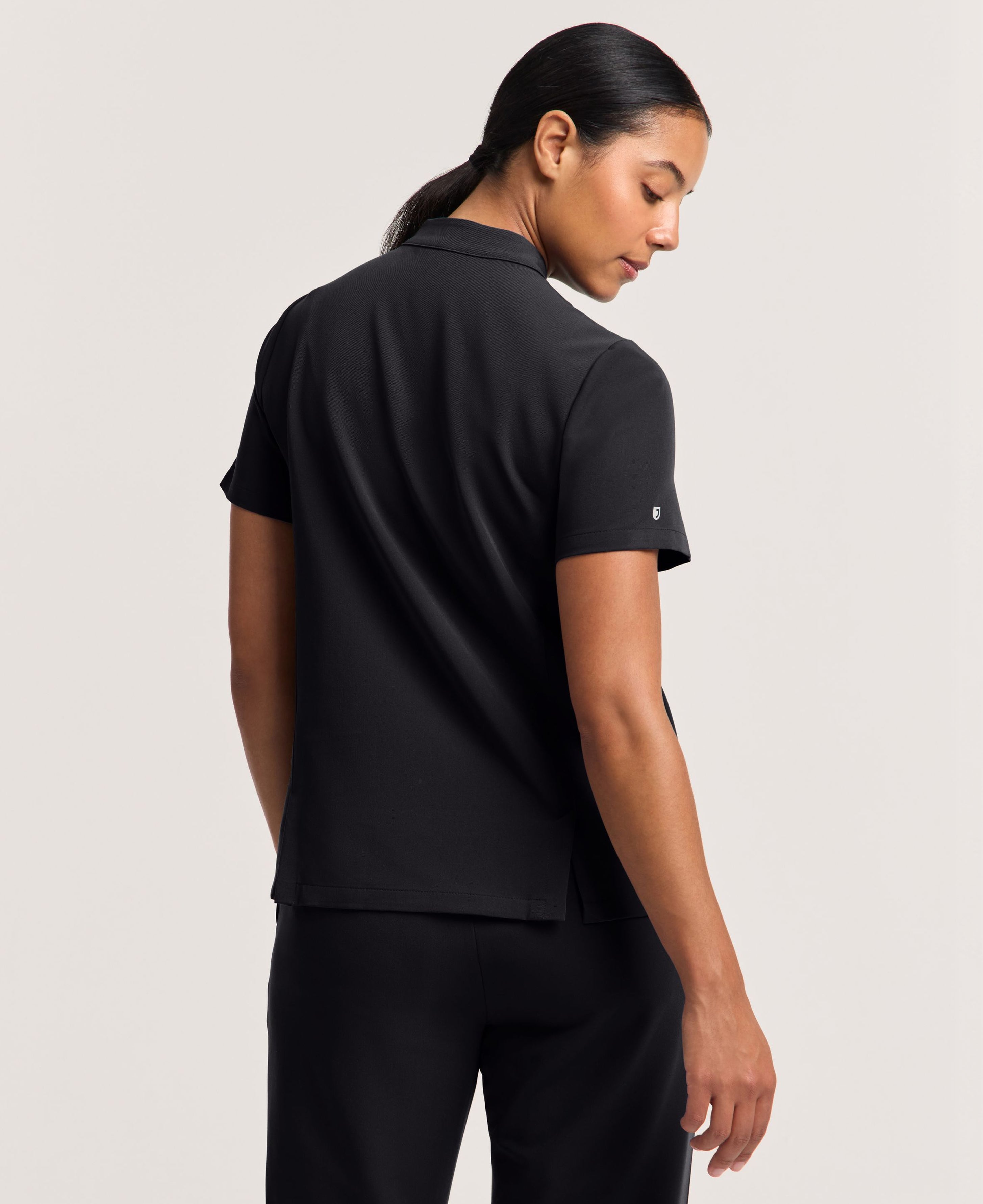 Jaanuu Savi Stand-Collar Scrub Top in Black, product photo 6 of 6