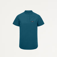 Savi Tuck-In Stand-Collar Scrub Top - Ceil Blue