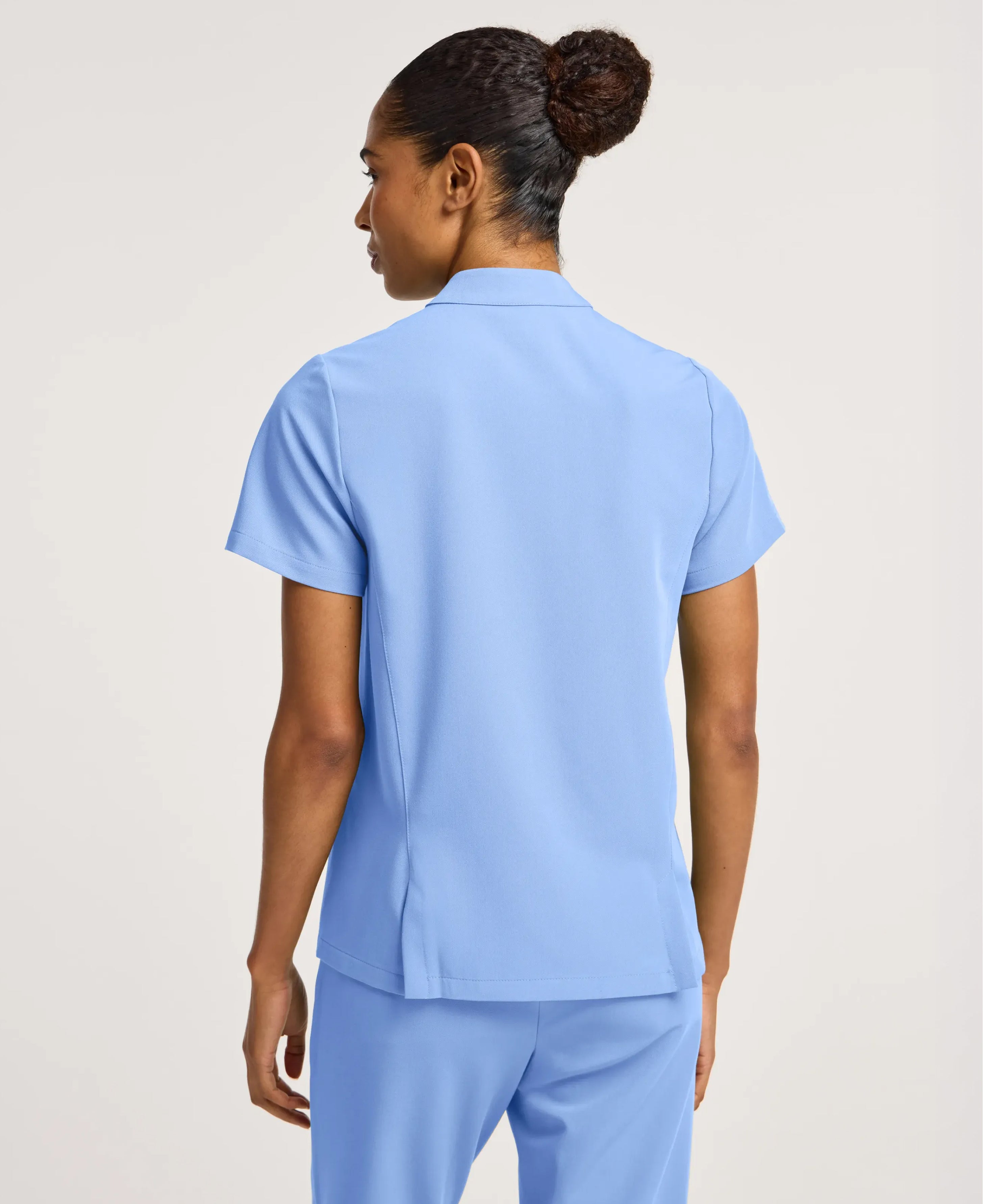 Jaanuu Savi Stand-Collar Scrub Top in Ceil Blue, product photo 5 of 6