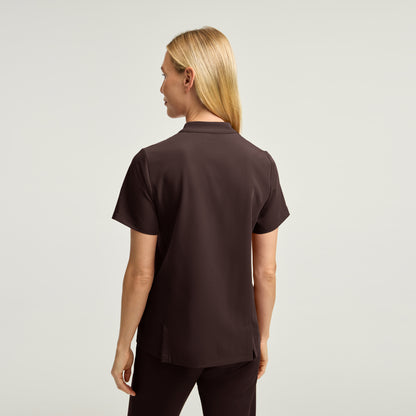 Savi Stand-Collar Scrub Top - Espresso